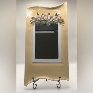 Artisan Made Mirror Ceramic Floral Detail Roses